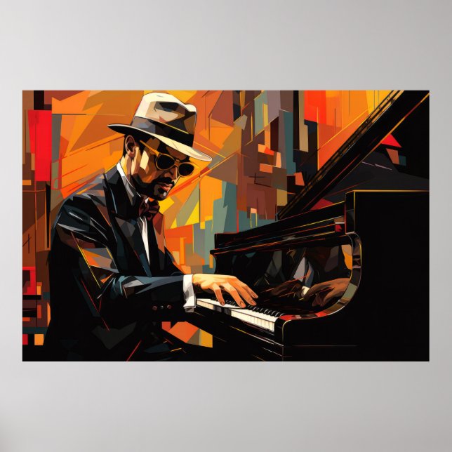 Póster Pintado musical de Piano Player Resumen de decorac (Frente)