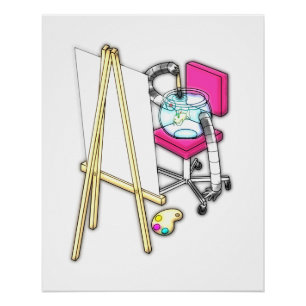 Póster Pintador de peces ("Color del agua") -