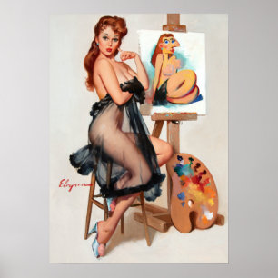 Póster Pintador hacia arriba