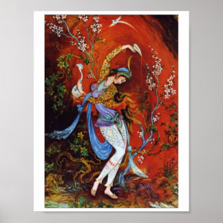 Póster Pintando Chica persa vivirtiendo vino de la jarra