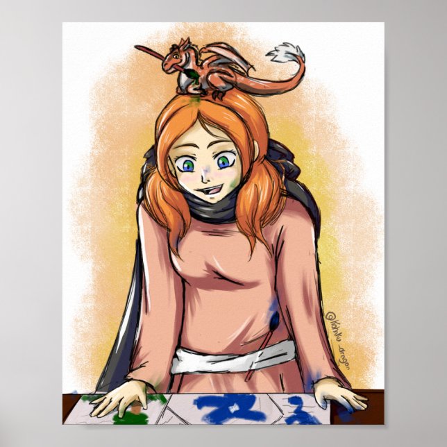 Póster Pintando con un dragón (Frente)
