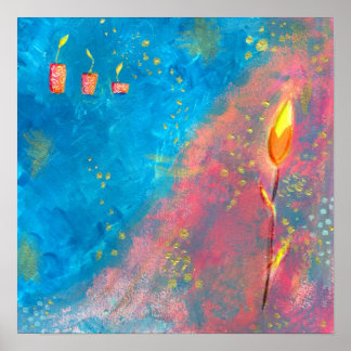 Póster Pintar abstracto velas de mar azul vivos colores
