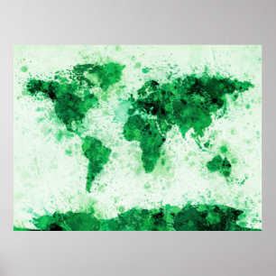 Póster Pintar en mapas del mundo muestra el verde