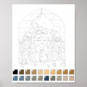 Póster Pintar por Poster de números: Taj Mahal