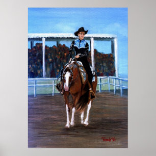 Póster Pinte el retrato occidental del placer del caballo