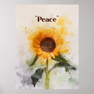 Póster Pintorización de la acuarela de girasol de la paz