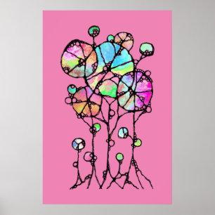 Póster Pintura a mano - Grupo de árboles abstractos 3