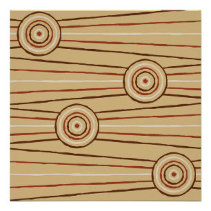 Póster Pintura aborigen de líneas y círculos