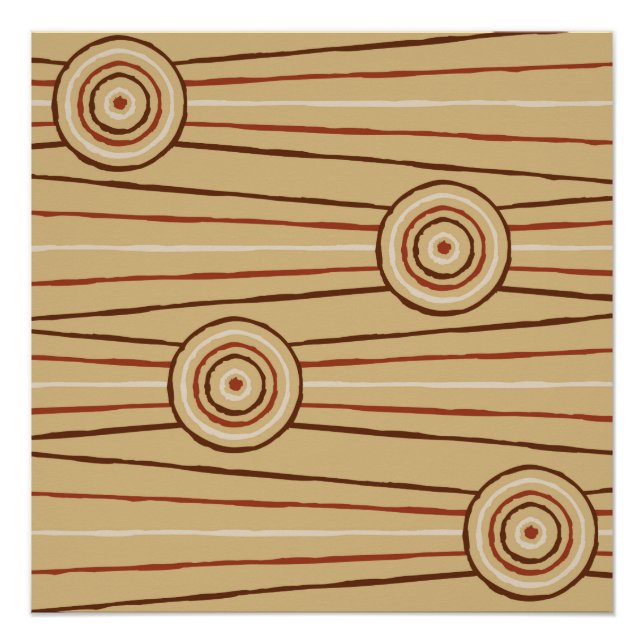 Póster Pintura aborigen de líneas y círculos (Anverso)