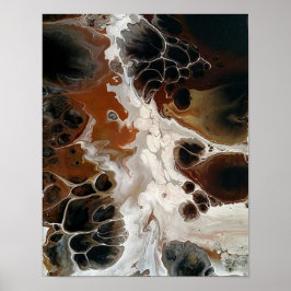 Póster Pintura abstracta acrílica fluida marrón neutra
