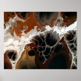 Póster Pintura abstracta acrílica fluida marrón neutral
