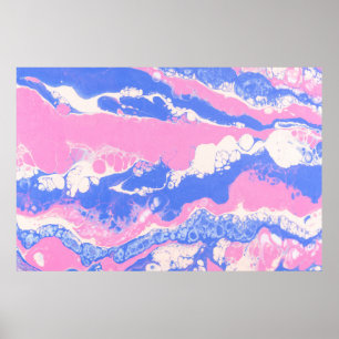 PÓSTER PINTURA ABSTRACTA AZUL EN NEGRO Y MARRÓN