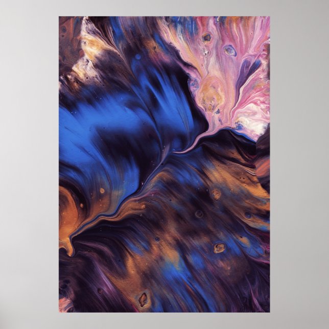 PÓSTER PINTURA ABSTRACTA AZUL Y BLANCA (Frente)