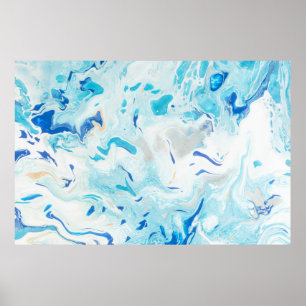 PÓSTER PINTURA ABSTRACTA AZUL Y BLANCA 3