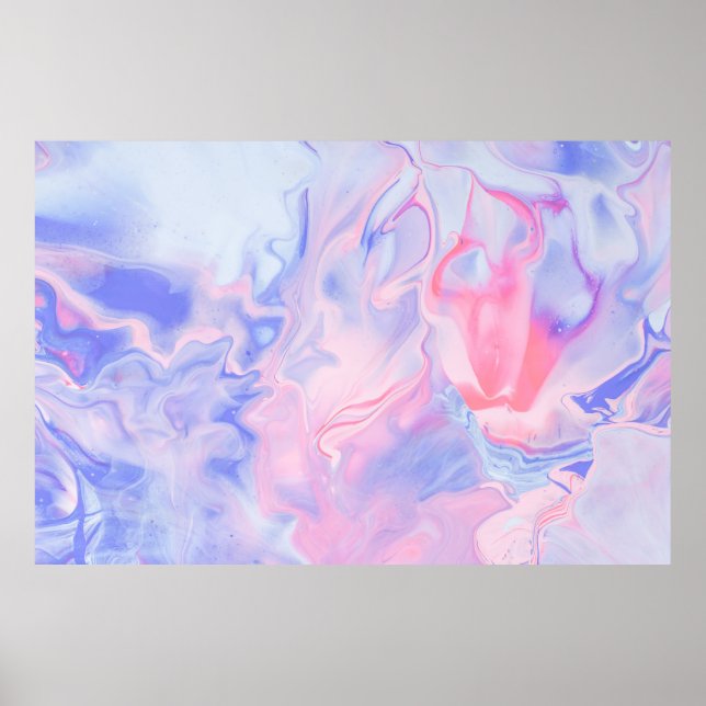 PÓSTER PINTURA ABSTRACTA AZUL Y BLANCA 5 (Frente)