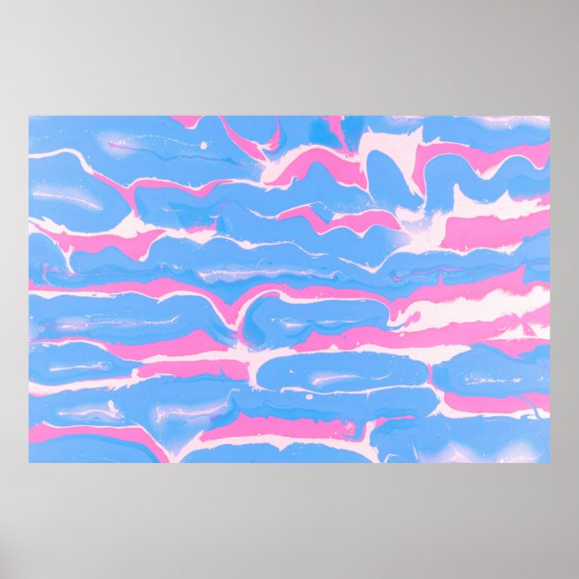 PÓSTER PINTURA ABSTRACTA AZUL Y BLANCA 6 (Frente)