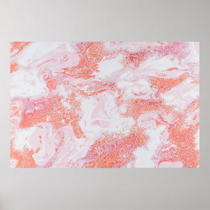 Póster Pintura abstracta azul y blanco