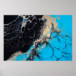 Póster Pintura abstracta azul y negro