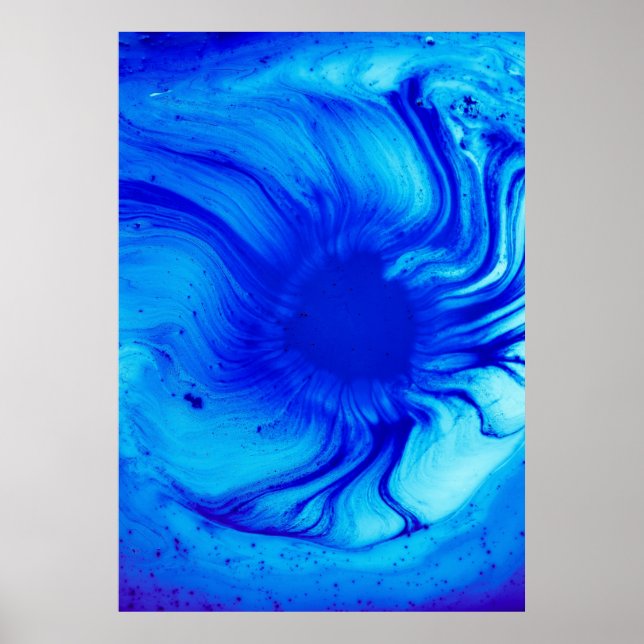 Póster Pintura abstracta azul y verde azulada (Frente)