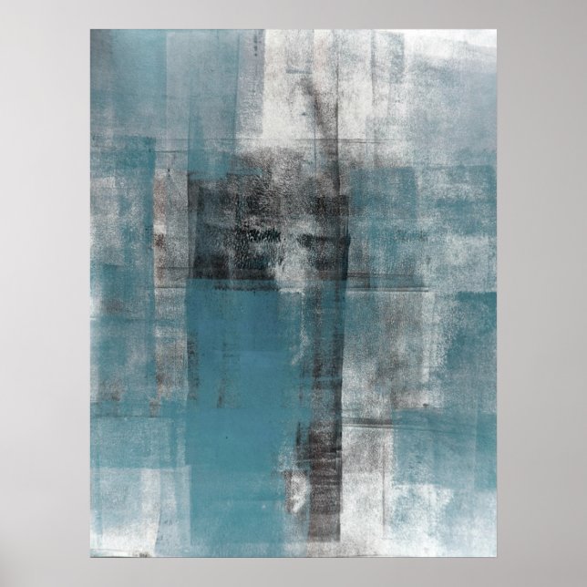 Póster Pintura abstracta 'casual' Verde azulada y negra (Frente)