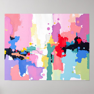 Póster Pintura abstracta colorida con patrones y perforac