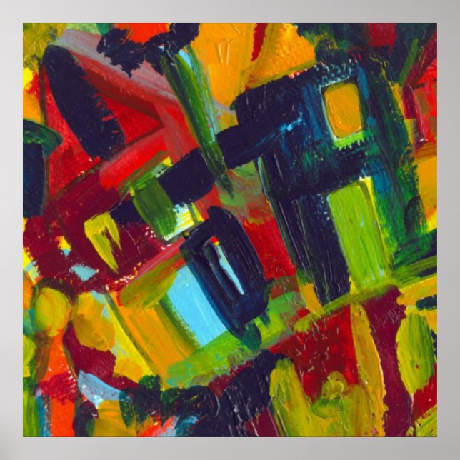 Póster Pintura abstracta colorida de Kandinsky '304' (Frente)