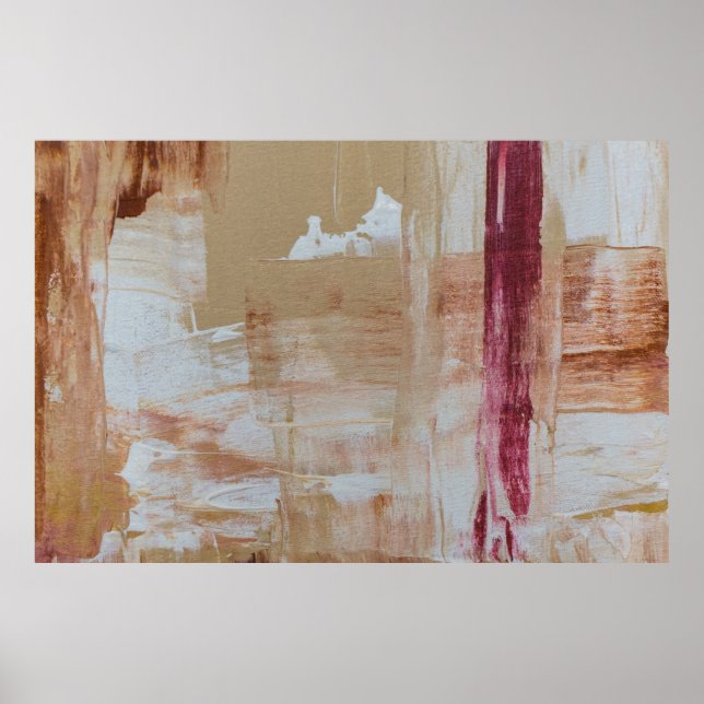 Póster Pintura abstracta de color marrón y blanco (Frente)