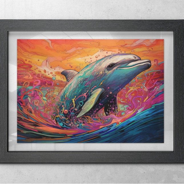 Póster Pintura abstracta de delfines coloridos (Subido por el creador)