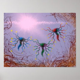 Póster Pintura abstracta de energía bioluminiscente
