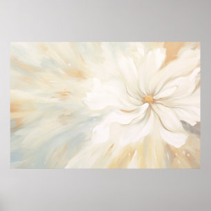 Póster Pintura abstracta de flor blanca.