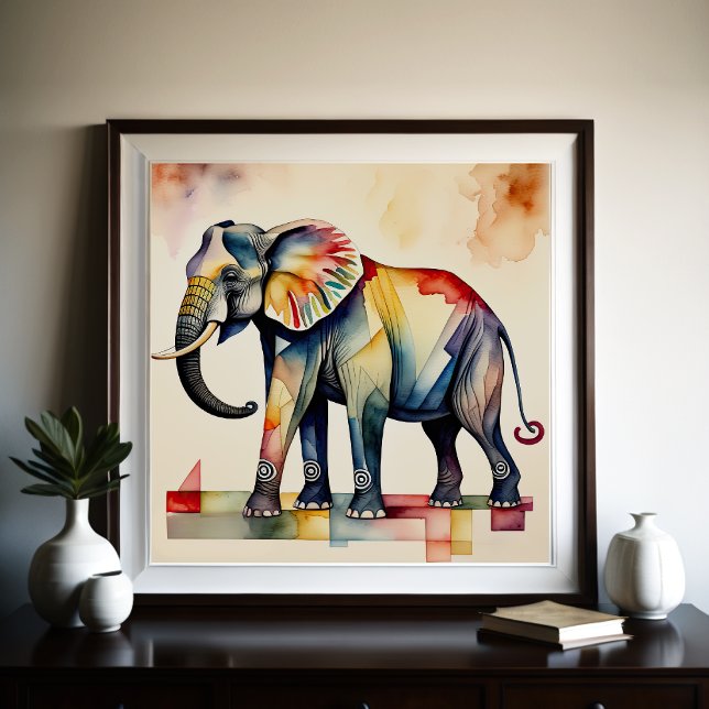 Póster Pintura abstracta de la acuarela del elefante 1:1 (Subido por el creador)