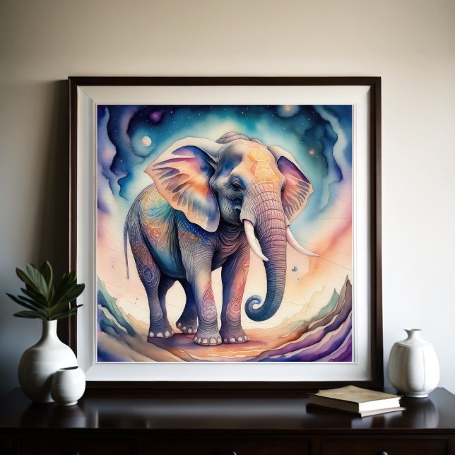 Póster Pintura abstracta de la acuarela del elefante 1:1 (Subido por el creador)