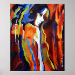 Póster Pintura abstracta de la figura femenina -