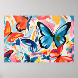 Póster Pintura abstracta de mariposas.