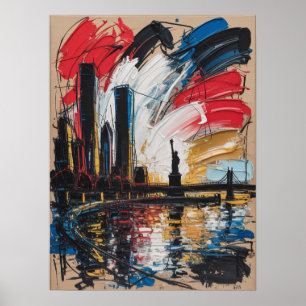 Póster Pintura abstracta de Nueva York con impasto