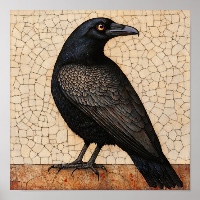 Póster Pintura abstracta de pájaro de cuervo (Frente)