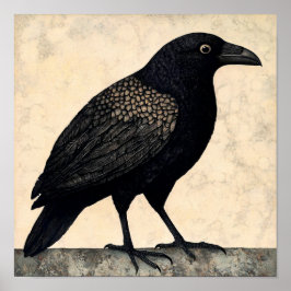 Póster Pintura abstracta de pájaro de cuervo