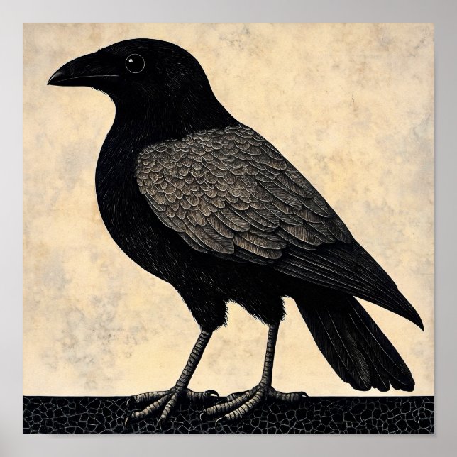 Póster Pintura abstracta de pájaro de cuervo (Frente)