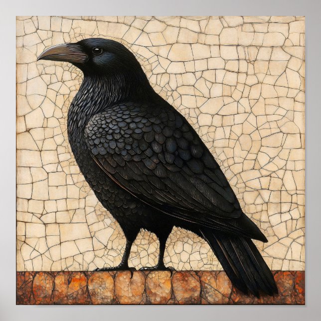 Póster Pintura abstracta de pájaro de cuervo (Frente)
