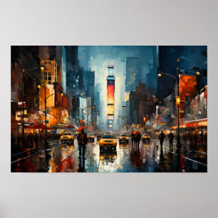 Póster Pintura abstracta de Times Square en Nueva York