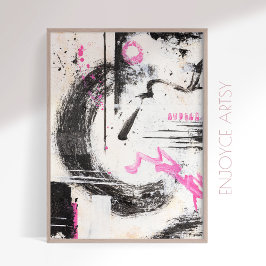 Póster Pintura abstracta de wabi sabi rosa expresiva