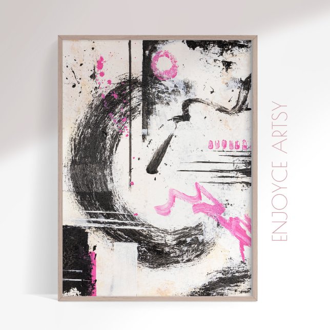 Póster Pintura abstracta de wabi sabi rosa expresiva (Subido por el creador)