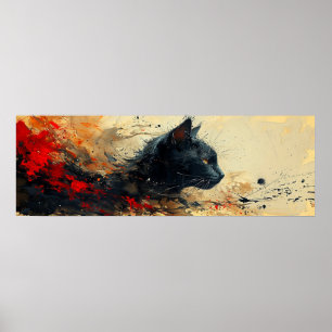 Póster Pintura abstracta del gato trasero