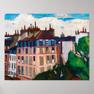 Póster Pintura abstracta del paisaje urbano de París vint