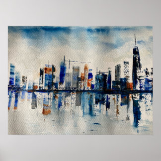Póster Pintura abstracta del Skyline de Londres