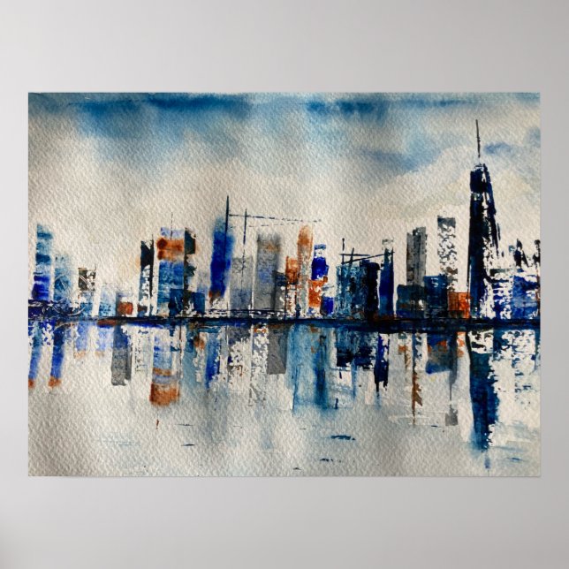 Póster Pintura abstracta del Skyline de Londres (Frente)