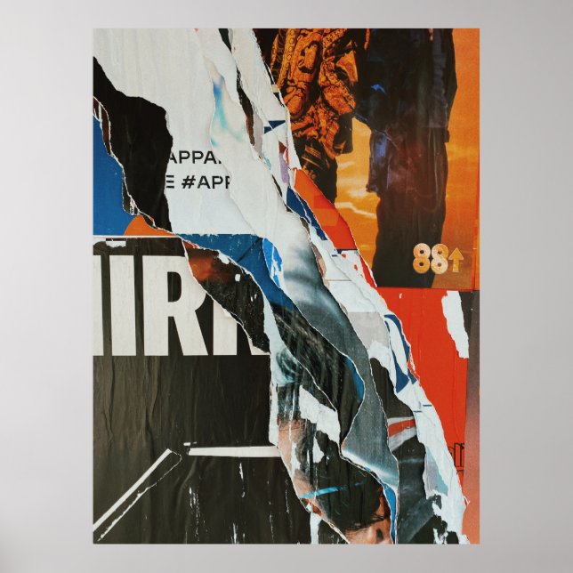 Póster Pintura abstracta en blanco negro y naranja (Frente)