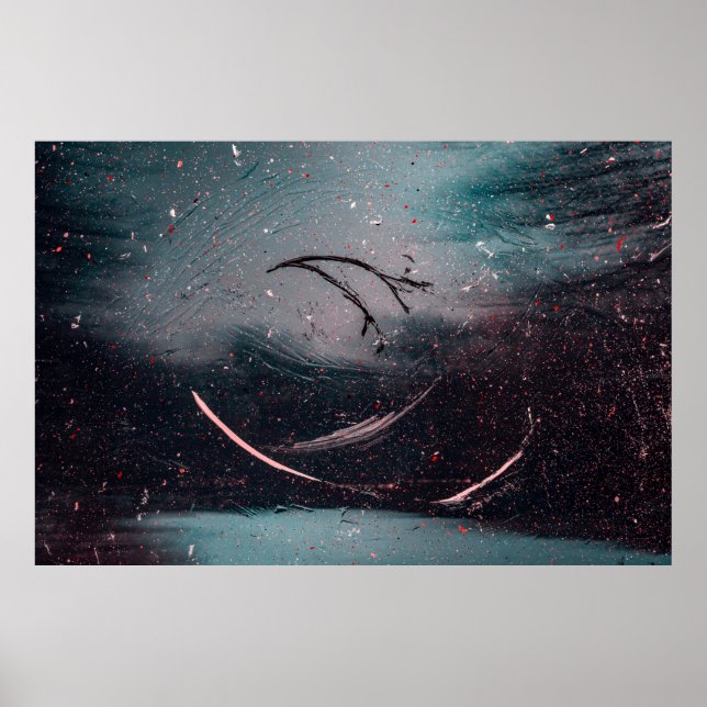 Póster Pintura abstracta en blanco y azul (Frente)