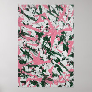 Póster Pintura abstracta en rosa y verde