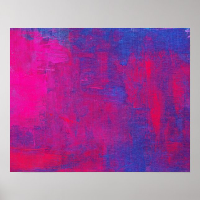 Póster Pintura abstracta magenta y azul (Frente)